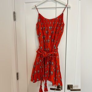 Orange floral Rhode dress with rope tie